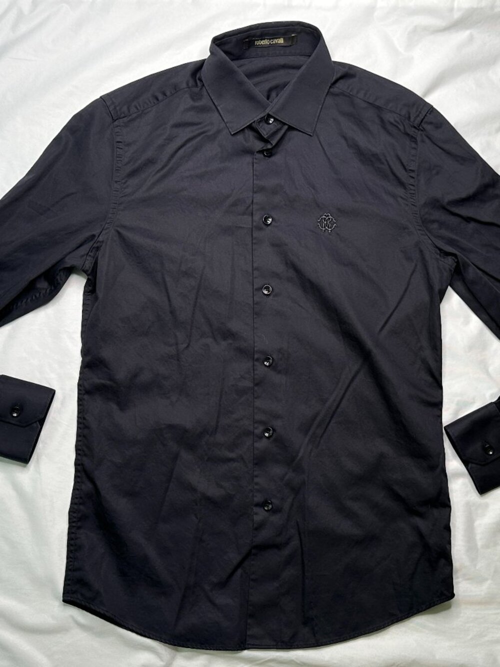 Roberto Cavalli Men's 39/15 Black Long Sleeve Button Up Dress Shirt